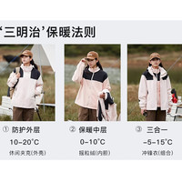 俞兆林冲锋衣女三合一2025春季防风登山服防水可拆卸保暖外套女 象牙白【三合一外套+可拆内胆】 S【适合90-110斤】
