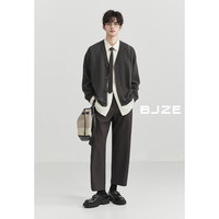 伯爵卓尔【旷野美拉德】高级明线针织衫男通勤开衫外套24秋季 Y431547 漆黑 3XL 190