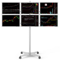 落地式电脑显示器六屏支架移动工作站金融展示机房推车键盘升降架