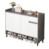 缦宛木鞋柜门口家用简约大容量玄关柜2024储物柜入户一体靠墙收纳柜 莫兰迪松木色60*32*90cm