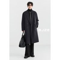 伯爵卓尔【鹅绒内胆/长款过膝】全羊毛大衣男毛呢外套24冬季 P451520 暴雨灰 （加鹅绒内胆） XL (180)