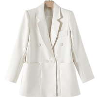 晚白【断码直降】新款纯色西服气质百搭绵羊毛西装外套女 米白色 L