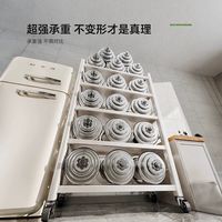 雅图诗厨房置物架落地多层夹缝收纳架家用烤箱微波炉多功能储物货架子 白色5层-80cm长【加厚加粗】