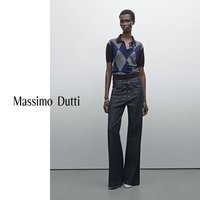 Massimo Dutti春季新品2025女装休闲美式复古蝴蝶结系带喇叭牛仔裤05048748