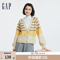 Gap 女装秋季款洋气宽松落肩V领针织开衫721572外搭毛衣 黄色 165/84A(XS)