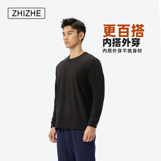 制者抓绒衣男秋冬男士套头衫休闲长袖保暖抗静电打底衫 黑色 M