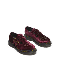 马丁(马汀博士 Dr.Martens)Vegan 8065女春夏舒适百搭铆钉丝绒女玛丽珍鞋 樱桃红色 41