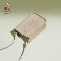 稻草人（MEXICAN）包包女包时尚简约手机包高级感小众迷你斜挎包 米白-牛皮款