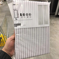 IKEA宜家毕莫 窗帘2幅白米色条形图案120x250厘米清新成品窗帘布 浅灰色条形图案80466684 120X250cm