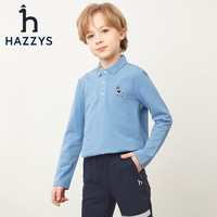 哈吉斯(HAZZYS)童装儿童T恤男童春新品弹力透气休闲简约长袖Polo衫