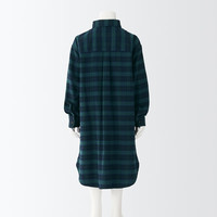 無印良品 MUJI 無印良品 大童 法兰绒 衬衫连衣裙 儿童童装 CBK06A2A 深绿色格纹 110