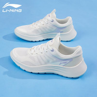 李宁(LI-NING)跑步鞋女鞋轻羽丨网面透气轻便软底跑鞋跳绳健身鞋子运动鞋 云雾白/坏小紫-1 38