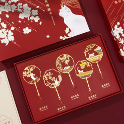 天色 故宫猫中国风金属书签礼盒文创礼品北京旅游纪念教师节礼物送女生日伴手礼5枚/盒TS-5933漫花墙猫