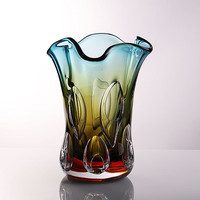 欧凡迪 ALLFOND 现代轻奢彩色琉璃花瓶创意艺术插花养花瓶客厅玄关装饰家居摆件 中号花瓶ID949款高30cm