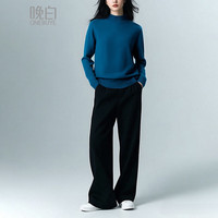 晚白【100%羊毛】流行穿搭红色毛衣女2025春款洋气宽松显瘦针织打底衫 蓝色 S