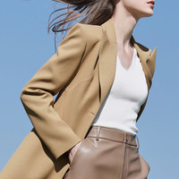 AMII夏季西装外套女时尚防晒设计感小众收腰显瘦白色西服 茶色 170/92A/XL