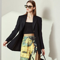 AMII夏季西装外套女时尚防晒设计感小众收腰显瘦白色西服 黑色 170/92A/XL