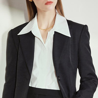 AMII夏季西装外套女时尚防晒设计感小众收腰显瘦白色西服 黑色 165/88A/L