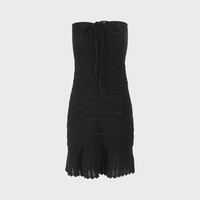ZARA【热辣甜酷】时尚性感风系绳弹力绞花针织露肩抹胸连衣短裙