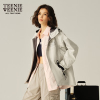 Teenie Weenie小熊春装帅气连帽城市轻户外防水夹克外套女 浅灰色 M (165) 165/M