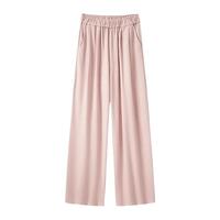 粉色加绒裤窄版阔腿裤女小个子2024秋冬高腰垂坠感直筒糯米裤 M