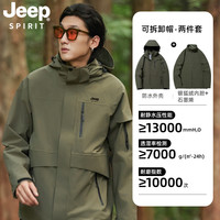 【FN-14】JEEP SPIRIT秋冬户外运动夹克女防风防水登山服男外套 JP218黑色(单层薄款) 5XL