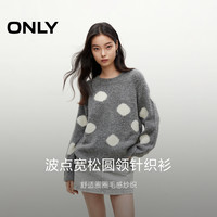 ONLY2024冬季宽松波点红色毛衣圆领针织衫女|124313032