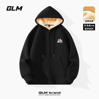 GLM羊羔绒开衫外套男冬季加厚保暖休闲宽松青少年拉链加绒过 黑#小柴犬 M