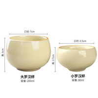 真迹汝窑开片品茗杯主人杯套装喝水杯茶杯家用茶盏茶杯茶具配件 2大罗汉杯+6小罗汉杯(天蓝色)