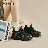 达芙妮厚底老爹鞋女款2025春季轻便登山鞋增高休闲黑色运动鞋 敬请期待 38
