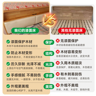 意米之恋实木床多功能北欧双人床厚板带夜灯储物床 框架款 1.2m*2m JX-09 1.2米宽 框架款【上门包安装】