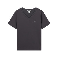 【100%棉】Eland衣恋V领短袖T恤女LOGO刺绣直筒显瘦上衣夏