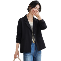 她享短外套女休闲西装外套职场穿搭气质小西服黑色短款上衣T143U6001