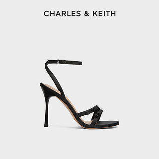 CHARLES & KEITH CHARLES&KEITH25春夏新款SL1-61900056缎面蝴蝶结高跟露趾凉鞋女