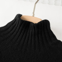 晚白【100%羊毛】流行穿搭红色毛衣2025春季洋气内搭打底高领针织衫女 黑色 M