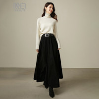 晚白【100%羊毛】流行穿搭红色毛衣2025春季洋气内搭打底高领针织衫女 米白色 S