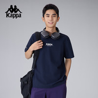 卡帕(Kappa)背靠背男子运动短袖25新款户外简洁休闲宽松凉感基础款上衣 暗夜蓝黑-906 L