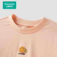 全棉时代短袖T恤儿童上衣夏男女童纯棉半袖衫 桔橙色 130 