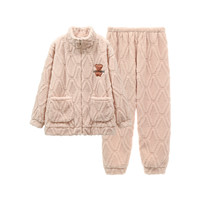 芬腾睡衣珊瑚绒秋冬加绒加厚套装休闲大码保暖男女家居服