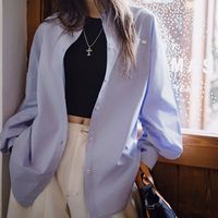马登 MADEN女装 慵懒风长袖衬衫浅春系oversize廓形外套多巴胺休闲度假上衣