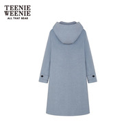 Teenie Weenie小熊秋冬绵羊毛混纺宽松牛角扣毛呢大衣外套 浅蓝色 L (170) 170/L
