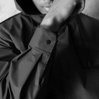 米良品时尚黑色潮雨衣艾伦沃克防水便携风衣款雨披骑行连体全身雨具雨衣 L