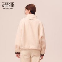 Teenie Weenie小熊秋冬短款宽松立领仿羊羔毛外套保暖女 象牙白 175/XL