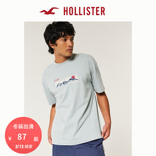 HOLLISTER24春秋款重磅黑色多色短袖T恤男装女装KI323-4361 浅绿色 M (180/100A)