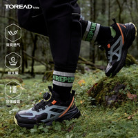 探路者(TOREAD)旗舰 儿童运动鞋男女中大童鞋春秋季款防滑纽扣跑鞋 黑色桔色 35