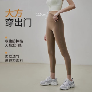 GIGT极吉瑜伽裤女打底裤春夏高腰收腹提臀运动外穿芭比鲨鱼裤 随心裤-可可色（裸感升级） L 码/115-125斤