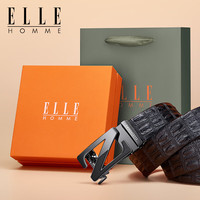 ELLE HOMME法国皮带男自动扣男士腰带时尚H扣真皮裤带礼盒 时尚枪色【专柜礼盒】902062 110cm -115cm(可修剪)