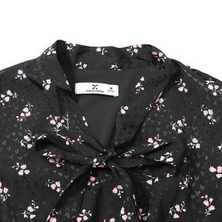 香影 X.YING【时尚秋冬装】碎花连衣裙女长袖气质淑女收腰飘带蝴蝶结裙子