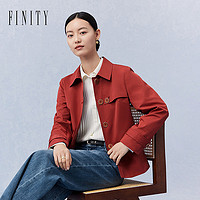 88VIP：Infinity 菲妮迪品牌风衣2025年春季新款简约休闲风红色短款耐皱通勤外套女