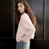 自巧小个子名媛气质高级感小香风外套女2025春装粉色短款上衣 粉白条 M (4码)